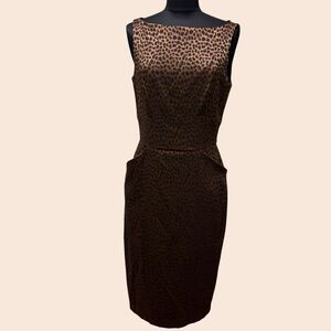 David Warren Leopard Print Midi Dress with pockets size 10